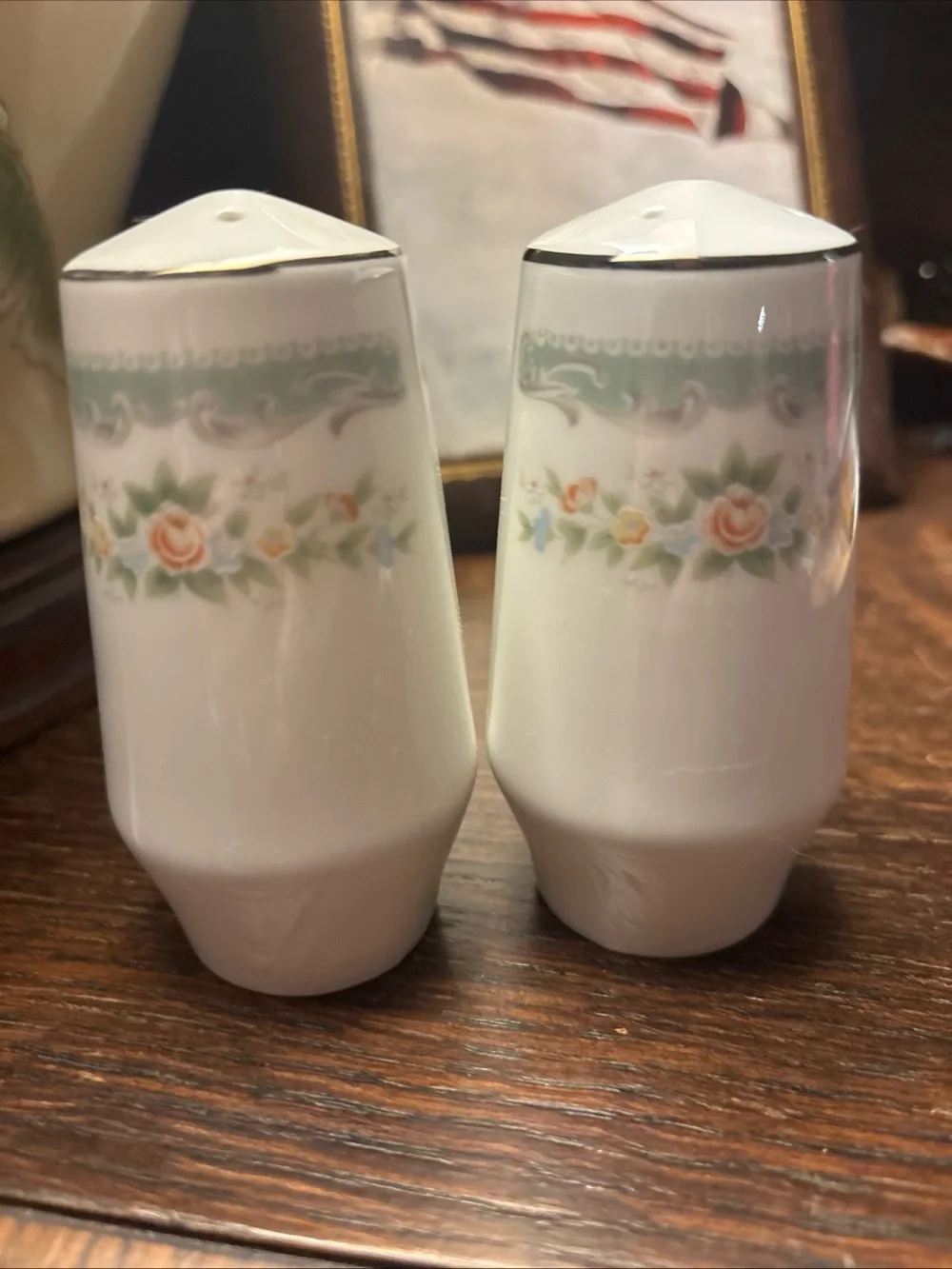 Porcelain Floral Salt and Pepper Shaker Set - White and Green